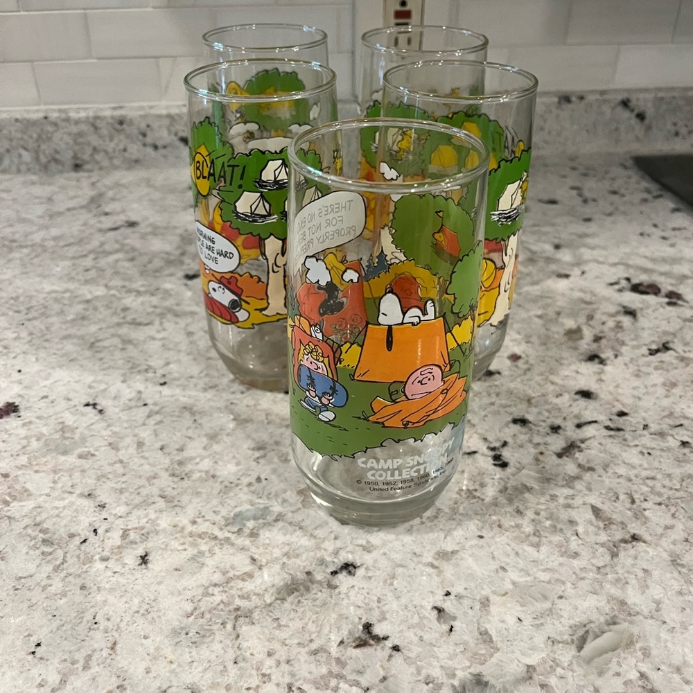 Camp Snoopy Collection Retro McDonald's Glasses - like new (set of 5)